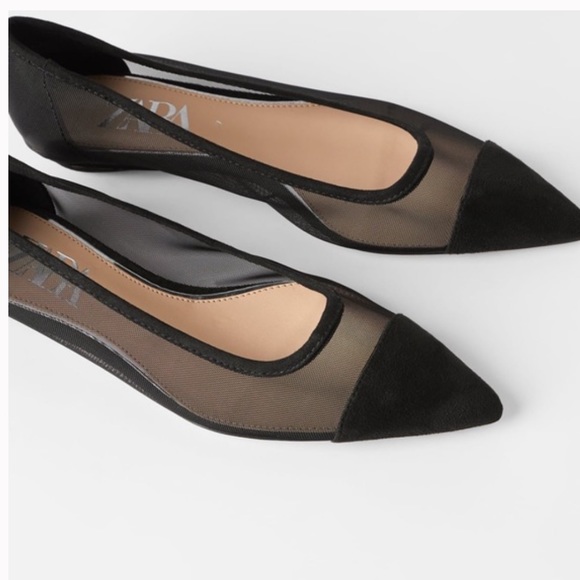 Zara Shoes - Zara black mesh ballet flats pointed toe size 7.5